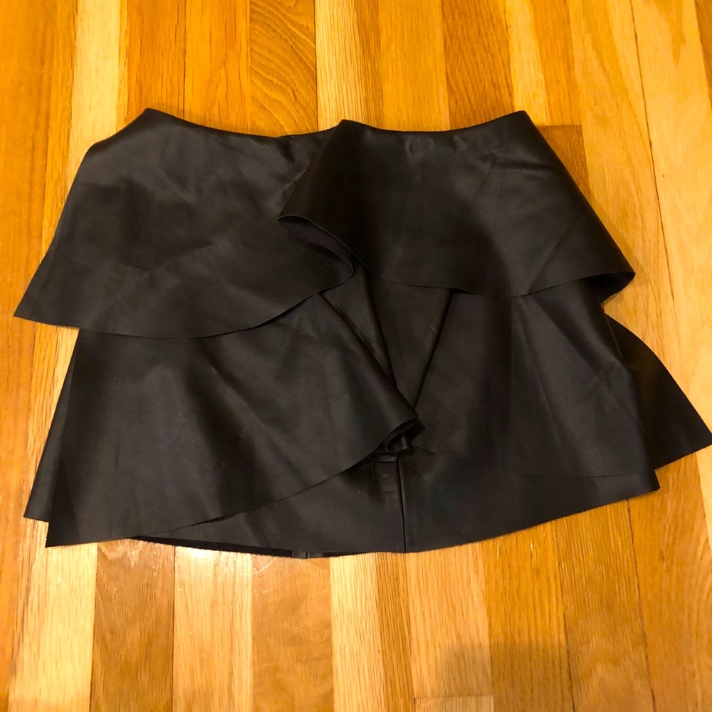 Layered Black Leather-faux Skirt